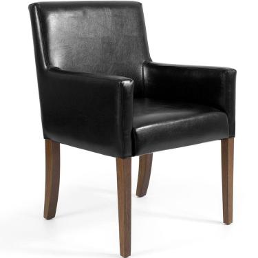 Imagem de Poltrona Sala De Estar Decorativa Base Madeira Liverpool Pu Sintético Preto G15