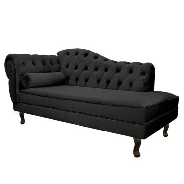 Imagem de Divã Recamier Diana Lado Direito 120 Cm Linho Adj Decor Preto