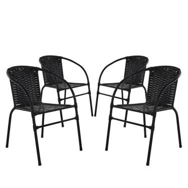 Imagem de 4 Cadeiras Happy Hour Estilo Conforto Alta Qualidade Cor Preta