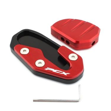 Imagem de FINMOKAL Kit de placa de suporte de suporte lateral de almofada de extensão de pé para motocicleta compatível com Honda PCX-160 Pcx160 2025 (vermelho)