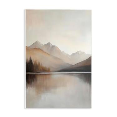 Imagem de Stupell Industries Arte de placa de parede de paisagem neutra de lago silencioso, design por Petal Prints Design, 15 x 10