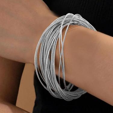 Imagem de Pulseira de ouro grosso para mulheres, pulseiras grossas de prata, pulseiras douradas, joias de amizade, presentes de Natal para mulheres, Medium, Latão, Sem Pedra Preciosa