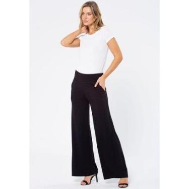 Imagem de Calça Pantalona Malha Com Bolso Lateral Preta - GG - Veste do 46 ao 48-Feminino