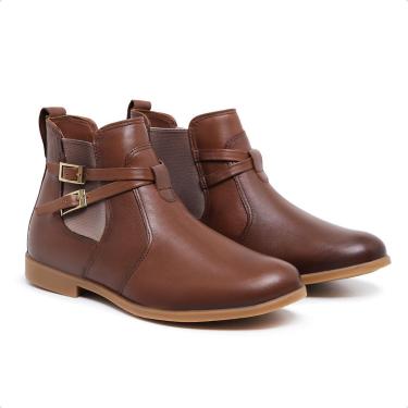 Imagem de Bota Feminina Coturno Couro Cano Baixo Macia Detalhada 0818-Feminino