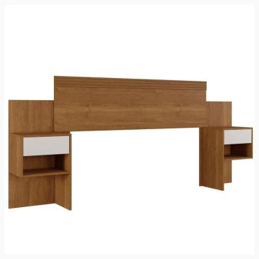 Imagem de Cabeceira Casal Master Extensível Com Mesa De Cabeceira Benetil Cinamomo Off White
