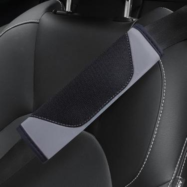 Imagem de Hbxdeco 2 peças de capa de cinto de segurança de carro, capas de cinto de segurança de malha macia e couro para carros, protetor de almofada de cinto de segurança automotivo, capas de alça de ombro