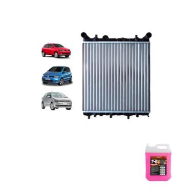 Imagem de Kit Radiador VW Gol G5 Fox Polo 06 S/Ar + Aditivo Radiador Rosa 5 Litros