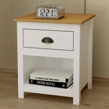 Imagem de Mesa De Cabeceira Para Quarto 1 Gaveta Lázio Branco/freijó F07 - Mpozenato