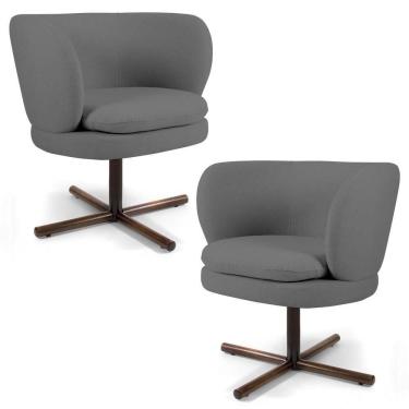 Imagem de Kit 2 Poltronas Decorativas Melissa Base Xis Giratória Veludo C-317 Cinza - Domi