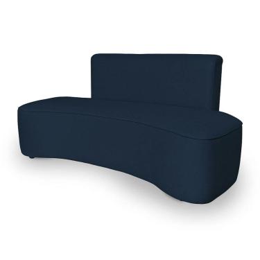 Imagem de Sofá Curvo Design Orgânico Luxo Sala Contemporânea Suede Cor:azul Marinho