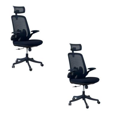 Imagem de Kit 2 Cadeiras De Escritório Presidente Ergonômica Oficial Corporativa Royale Apoio Nuca