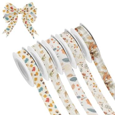 Imagem de SEHANY 5 rolos de fita de Natal 0,59 polegadas 5 jardas folhas verdes fitas de tecido festival fitas de cetim fitas decorativas de Natal para embrulho de presente faça você mesmo artesanato grinalda