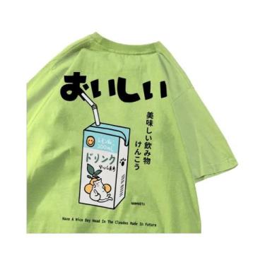 Imagem de Camiseta Unissex Oversized De Algodão Com Estampa De Gato Japonês Mang