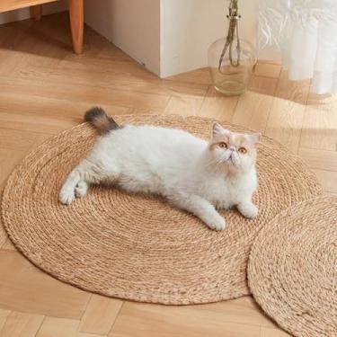 Imagem de Arranhador para gatos, diâmetro circular, 39 cm, horizontal, tapete para arranhar gatos em ambientes internos, unhas, protetor de móveis para gatos, tapetes, sofás (60 x 60 cm)