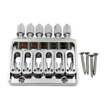 Imagem de KiBcsLic Peça de reposição para ponte de baixo sem headstock, fácil de instalar, ferramentas modernas de luthier com parafusos e chave, peças leves para, Prata