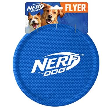 Imagem de Nerf Dog Brinquedo para cães Flyer de nylon, Frisbee, leve, durável e resistente à água, ótimo para praia e piscina, 23 cm de diâmetro, para raças de médio/grande, unidade única, azul