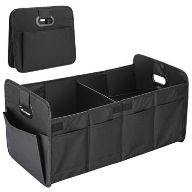 Imagem de XIGGA Organizador de porta-malas de carro, dobrável com vários compartimentos, Oxford 600D com alça reforçada e função à prova d'água, adequado para qualquer carro, SUV, mini van - preto