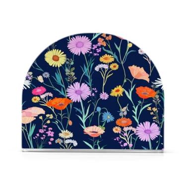 Imagem de JUZIHAI Porta-guardanapos florais coloridos para mesa dispensador de guardanapos de acrílico para mesa suporte de lenços independente para cozinha sala de jantar bar festa decoração de casa