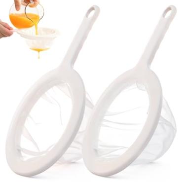 Imagem de AIZOE Coador de malha ultrafina com alça, pacote com 2, malha 120/200, filtro de plástico, escorredor pequeno para cozinha, peneira fina de nylon para leite de nozes, iogurte, suco, café, mel