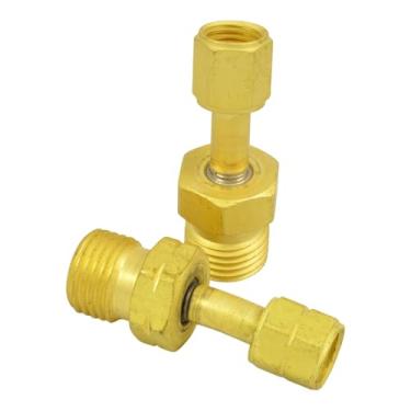Imagem de TWSupply Adaptadores de oxigênio/acetileno Western 105 e 106 – maçarico/regulador de tamanho A para mangueira tamanho B – 3/20.3 cm-24 (A) fêmea × 9/40.6 cm-18 (B) macho – Acessórios de latão