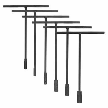 Imagem de HARFINGTON 6 peças soquete de chave inglesa de 6 pontos de aço de carbono métrico de alto carbono 6/8/10/12/13/14 mm com alcance longo para reparo de motocicletas, bicicletas, carros, cinza, preto