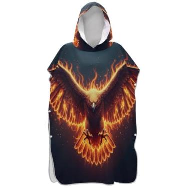 Imagem de Joisal Poncho de surfe com asas de águia legal para adultos trocador de roupa de praia com capuz toalha floral plus size ponchos femininos com capuz