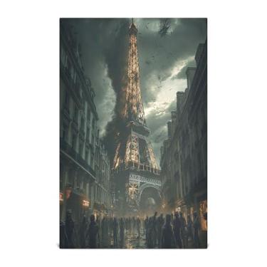 Imagem de Joisal Toalhas de cozinha reutilizáveis Paris Tower Zombie Conjunto de 6 panos de prato de cozinha 71 x 45 centímetros com laço para pendurar