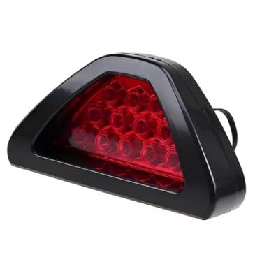 Imagem de Brake Light Universal LED F1, Luz de Freio Triangular 12 LEDs, Vermelho, Plástico ABS, À Prova D'água, Modo Strobo, 12V