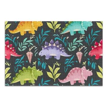 Imagem de Quebra-cabeça adulto 1000 peças de dinossauro colorido brilhante desenho animado animal adultos arte presentes para jogo de elefante branco, 75 x 40 centímetros