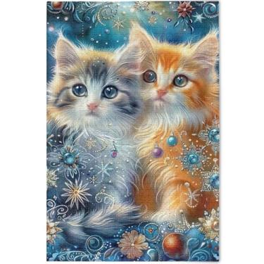 Imagem de Gatos fofos personalizados 500 peças quebra-cabeças para adultos jogos de quebra-cabeça engraçados presentes legais grandes decoração de pintura animal, 52 cm x 37,8 cm