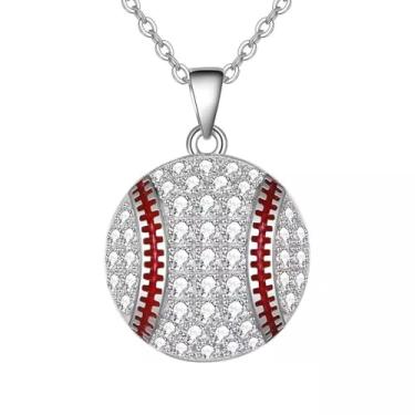 Imagem de HETICA Colar com pingente de vôlei para mulheres, pingente de strass brilhante, acessórios de joias, presentes de treinador de equipe para fãs, Medium, Cobre, Sem Pedra Preciosa