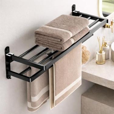 Imagem de Toalheiro, Porta-Toalhas, Suporte Reforçado Dobrável 90° – Design Moderno e Versátil para Banheiro e Qualquer Ambiente da Casa