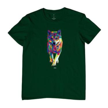Imagem de Camiseta Masculina Shiba Walking Pop Art - Reserva INK, GG, Verde