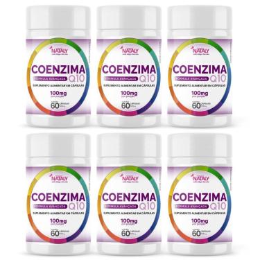 Imagem de Kit Com 6 - Coenzima Q10 Premium 100% Pura Com 100mg Por Porção 60 Cápsulas Nataly-Unissex