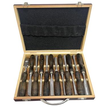 Imagem de MotiveTech Conjunto de 121 formões para madeira, ferramentas de entalhe, compactos e portáteis, resistentes, para tornear madeira, com caixa de armazenamento de, Cor de Nogueira Preta