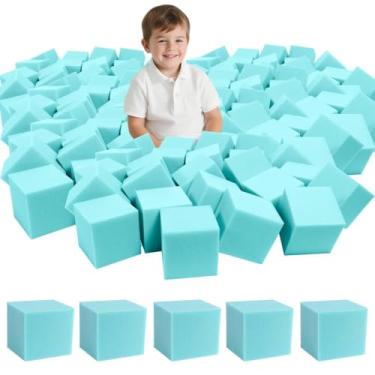 Imagem de WINTECY 48PCS Foam Cubes 5"x5"x5"- Foam Pit Blocks Set, Soft Stacking Blocks for Indoor Games,Trampolines, Gymnastics, Parkour & Action Sport(Light Blue)