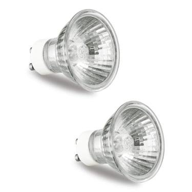 Imagem de GODONLIF GU10 Lâmpada de halogêneo 120V 50W lâmpadas de halogêneo para lâmpada de aquecedor de velas, GU10+C, MR16 com tampa de vidro, branco quente 2700K, regulável, pacote com 2