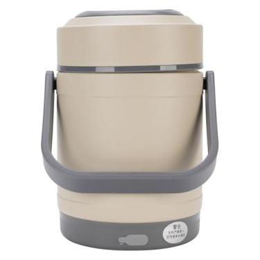 Imagem de Alomejor Fogão Térmico, Pote Térmico Portátil de Aço Inoxidável 2l Com 3 + 1 Recipientes e Soquete Ipx5 para Viagens, Acampamento, Escritório, Uso Doméstico (Bege)