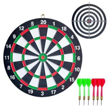 Imagem de Jogo De Dardos Com Alvo Dupla Face Tabuleiro 40cm 6 Dardos - All Conne