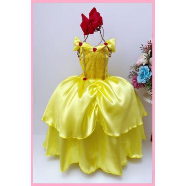 Imagem de Vestido Fantasia Luxinho Princesas Amarelo novo