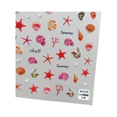 Imagem de Adesivos Coloridos De Água-Viva E Estrela-do-Mar Para Unhas, Bolhas Ar