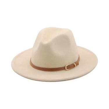 Imagem de Chapéu Fedora Branco E Preto De Aba Larga 56-60cm Em Feltro Imitação D