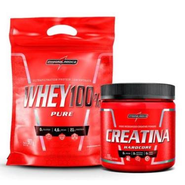 Imagem de Kit Whey Protein 100% 900g Creatina Monohidratada 300g - Integralmedic