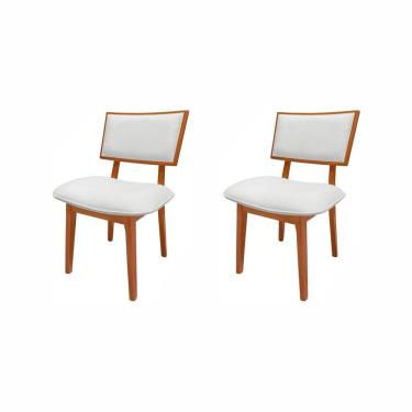 Imagem de Kit 2 Cadeiras Madeira Maciça e Estofada Bréscia Espresso Móveis Champagne/Off White