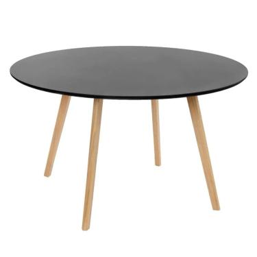 Imagem de Mesa Jantar Leda Wood Metal Redonda 120cm Madeira Mdf Preto