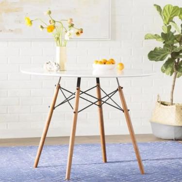 Imagem de Mesa Jantar Eiffel 110  Redonda Cozinha Madeira MDF TX Branco