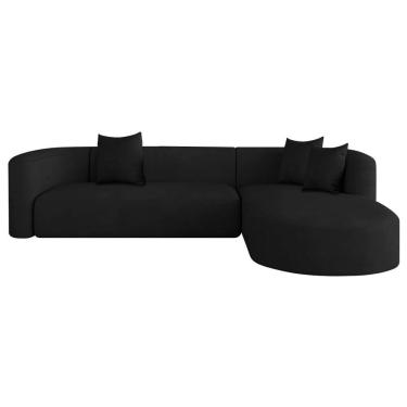 Imagem de Sofá Modular Celinne Luxuoso Sala De Estar Decoração Luxo 265cm Suede Preto