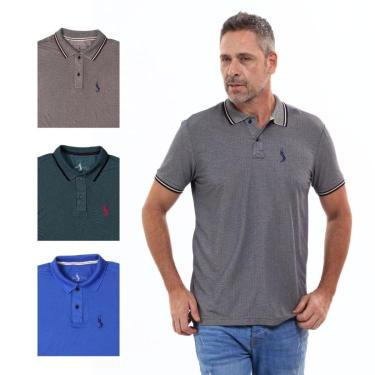 Imagem de Kit 4 Camisa Polo Masculina Elegante Dia a Dia Piquet-Masculino
