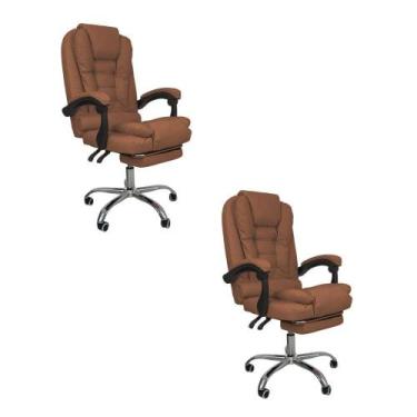 Imagem de Kit 2 Cadeiras De Escritório Presidente Soft Ergonômica Apoio Para Pés
