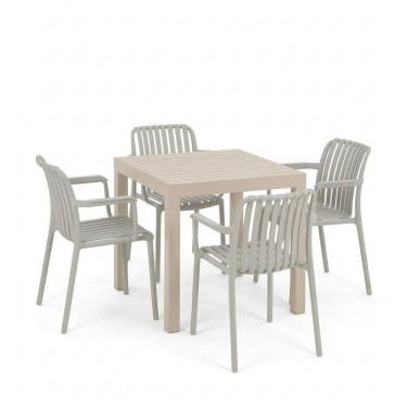 Imagem de Kit 1 Mesa Creta e 4 Cadeira Tulum em Polipropileno Nude